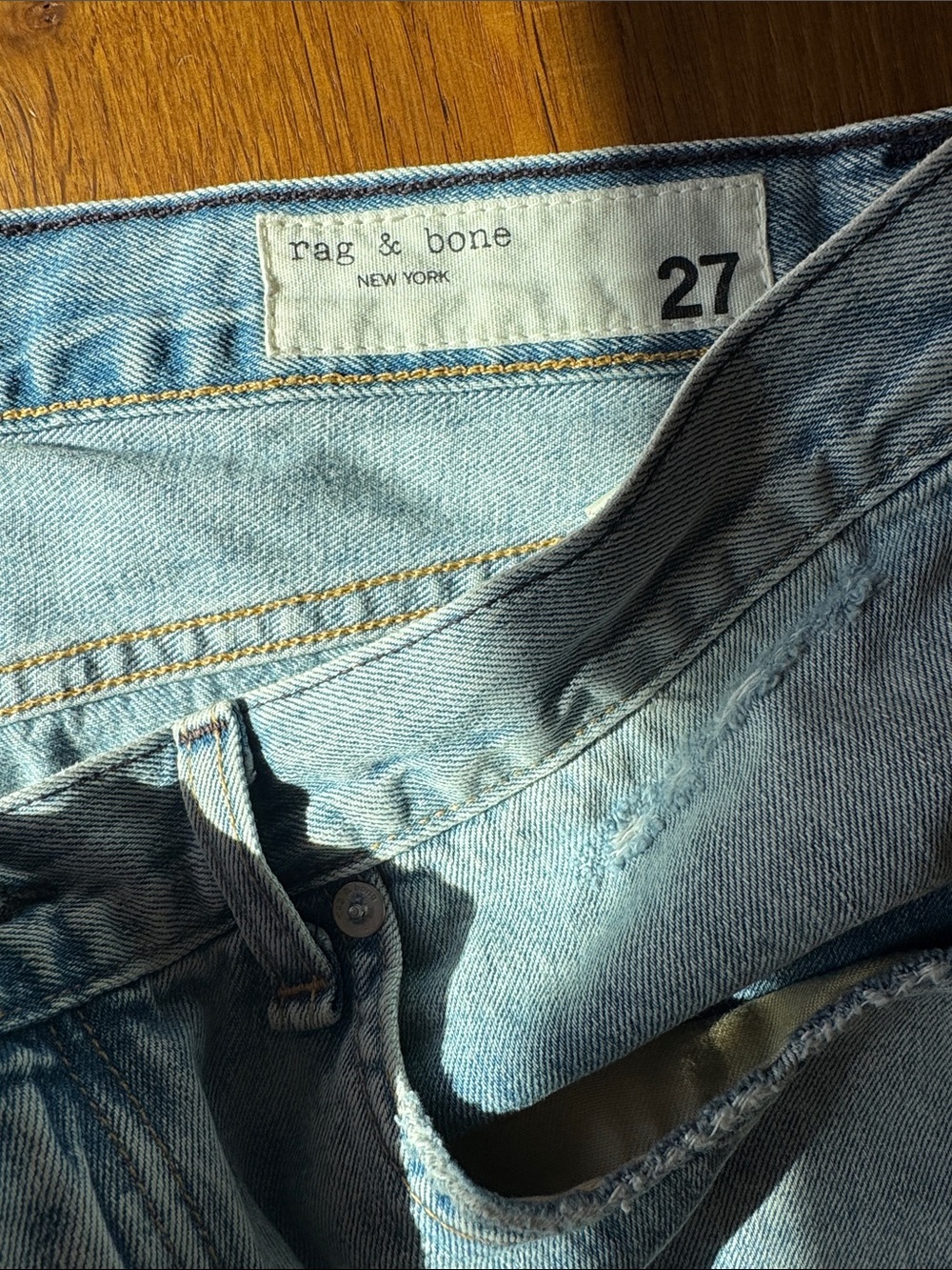 rag & bone Light Blue boyfriend Distressed Denim Cutoff Shorts